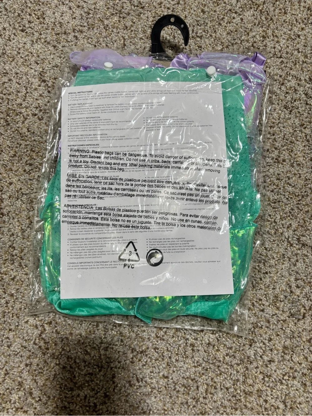 Disney Princess Ariel Purple and Green Girls Costume
